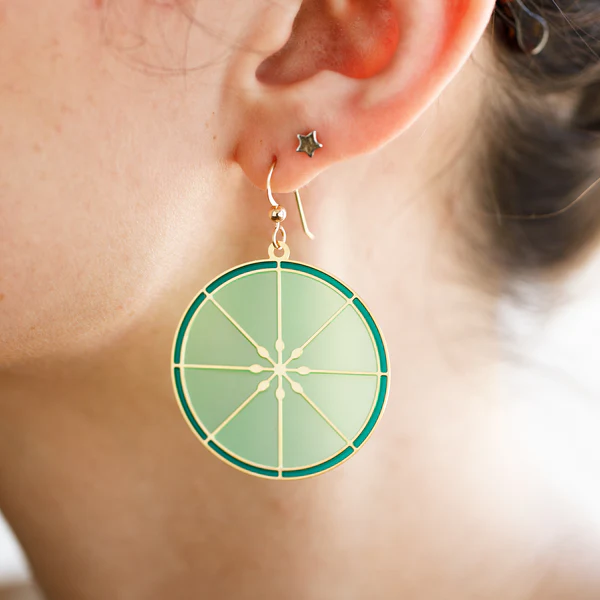 Citrus Slice Round Translucent Drop Earrings