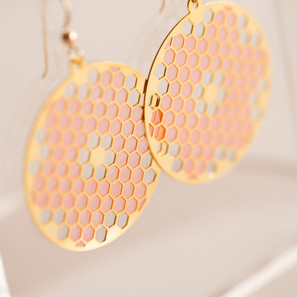 Flower Tile Round Translucent Drop Earrings