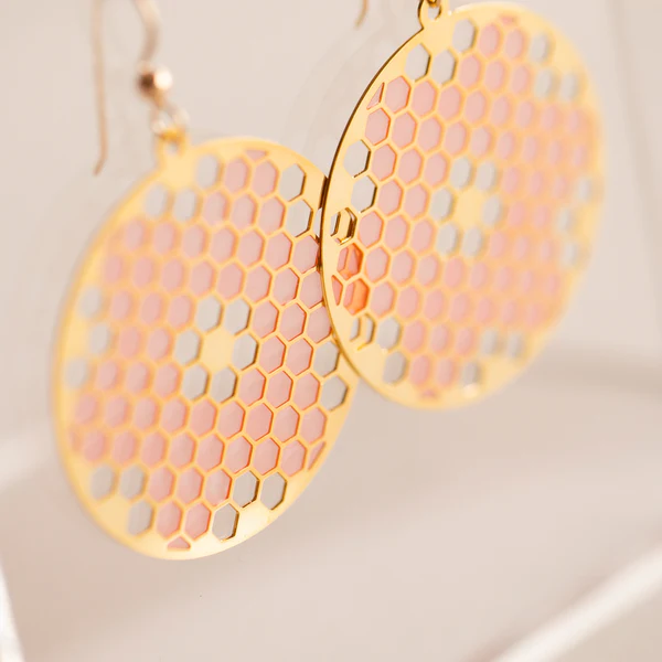 Flower Tile Round Translucent Drop Earrings