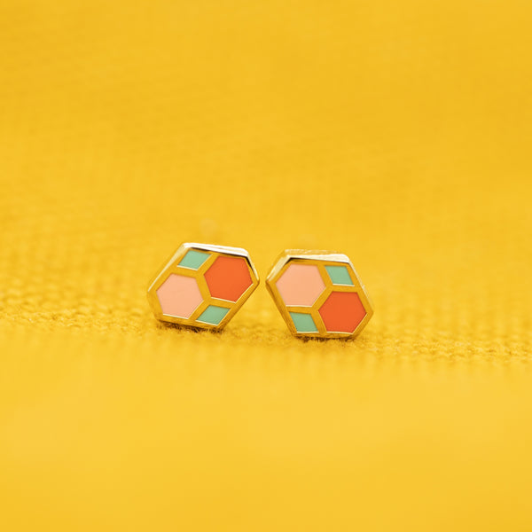 Hex Tile Tiny Stud Earrings