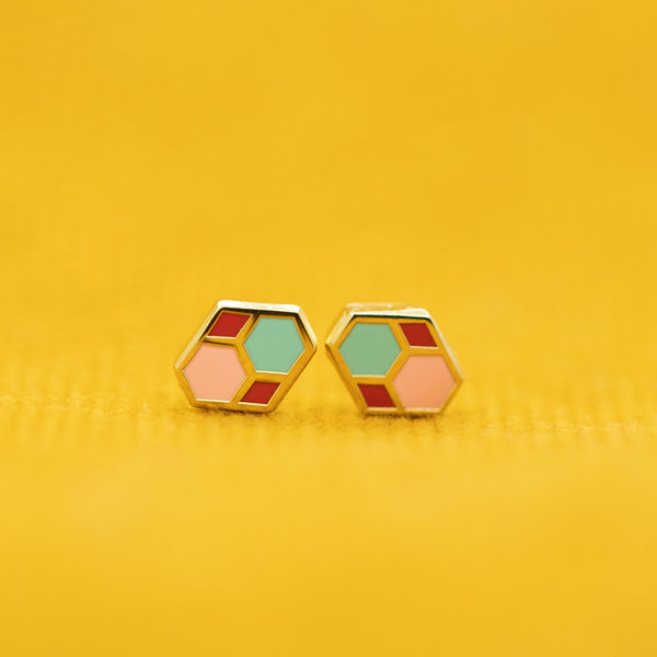 Hex Tile Tiny Stud Earrings
