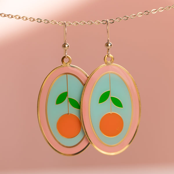 Orange Oval Earrings