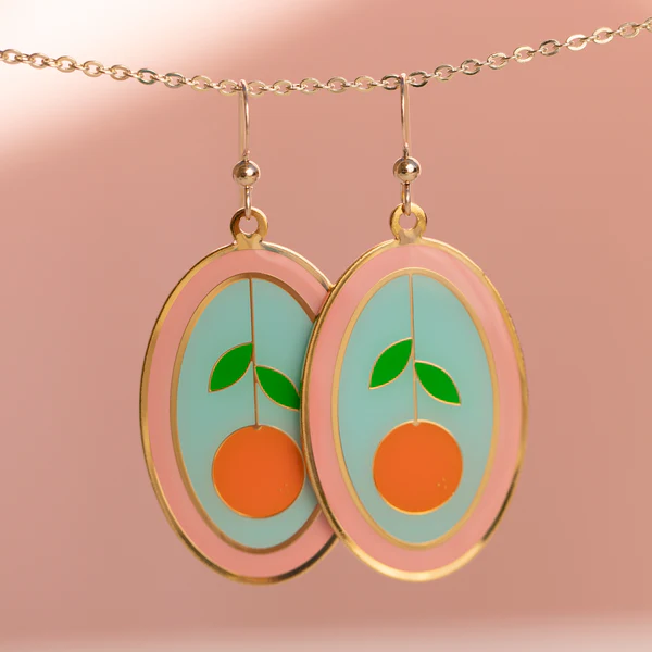 Orange Oval Earrings