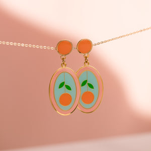 Orange Oval Earrings