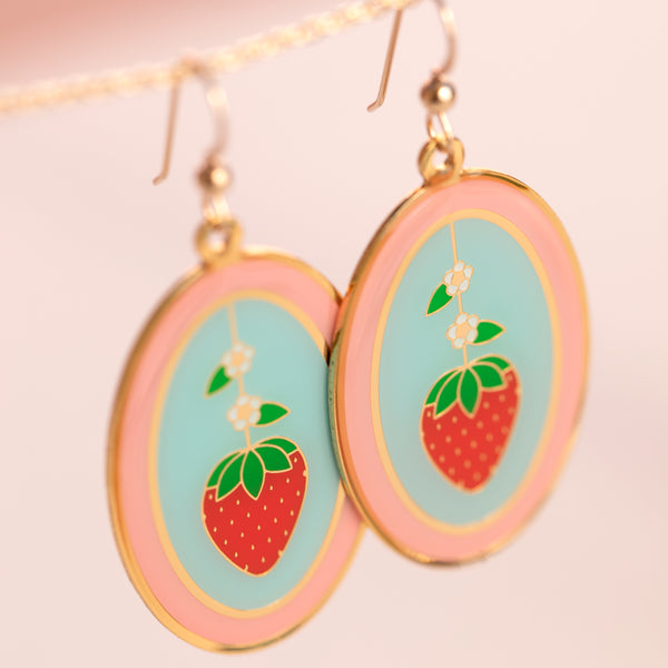 Strawberry Oval Earrings