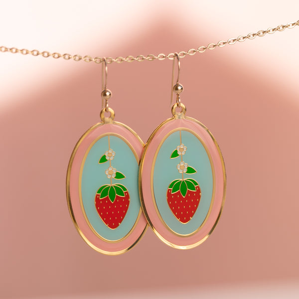 Strawberry Oval Earrings