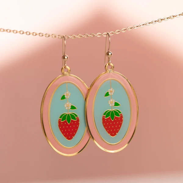 Strawberry Oval Earrings