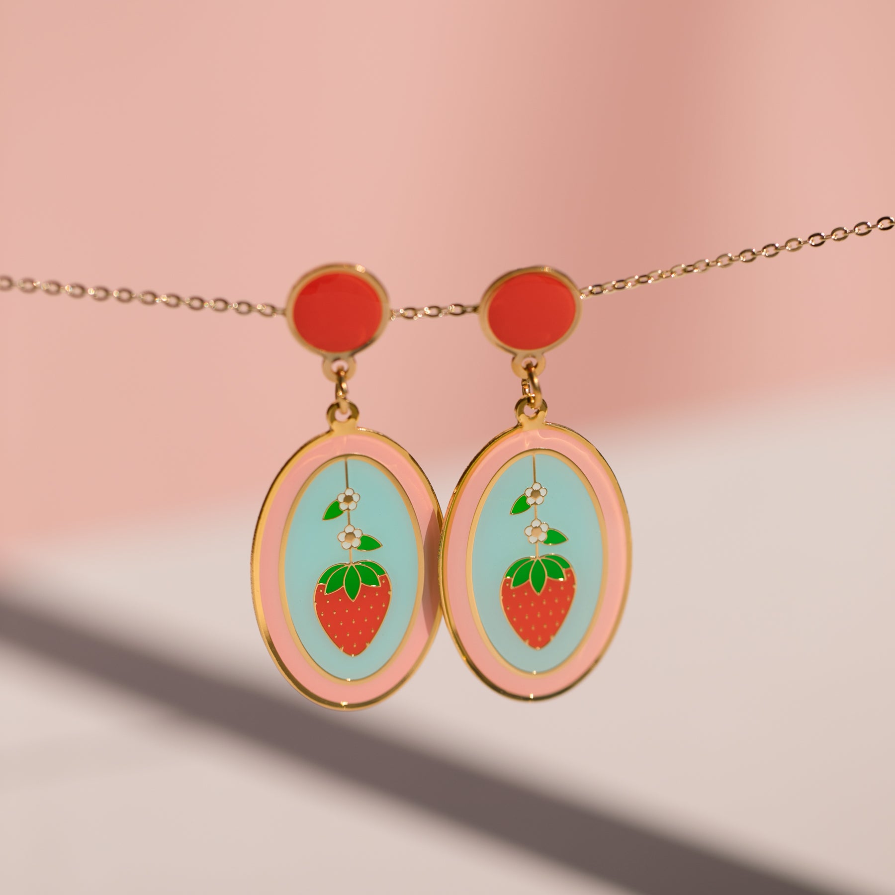 Strawberry Oval Earrings