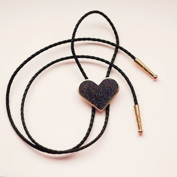 Glitter Heart Bolo Tie