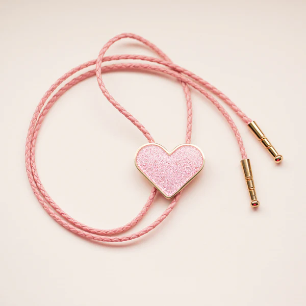 Glitter Heart Bolo Tie