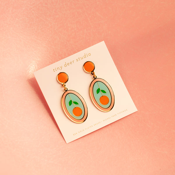 Orange Oval Earrings