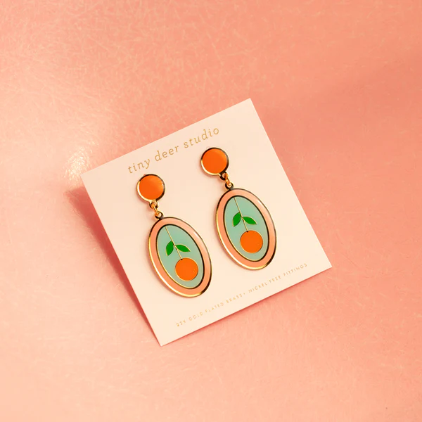 Orange Oval Earrings