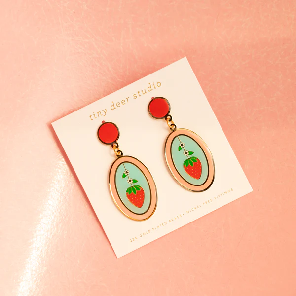 Strawberry Oval Earrings