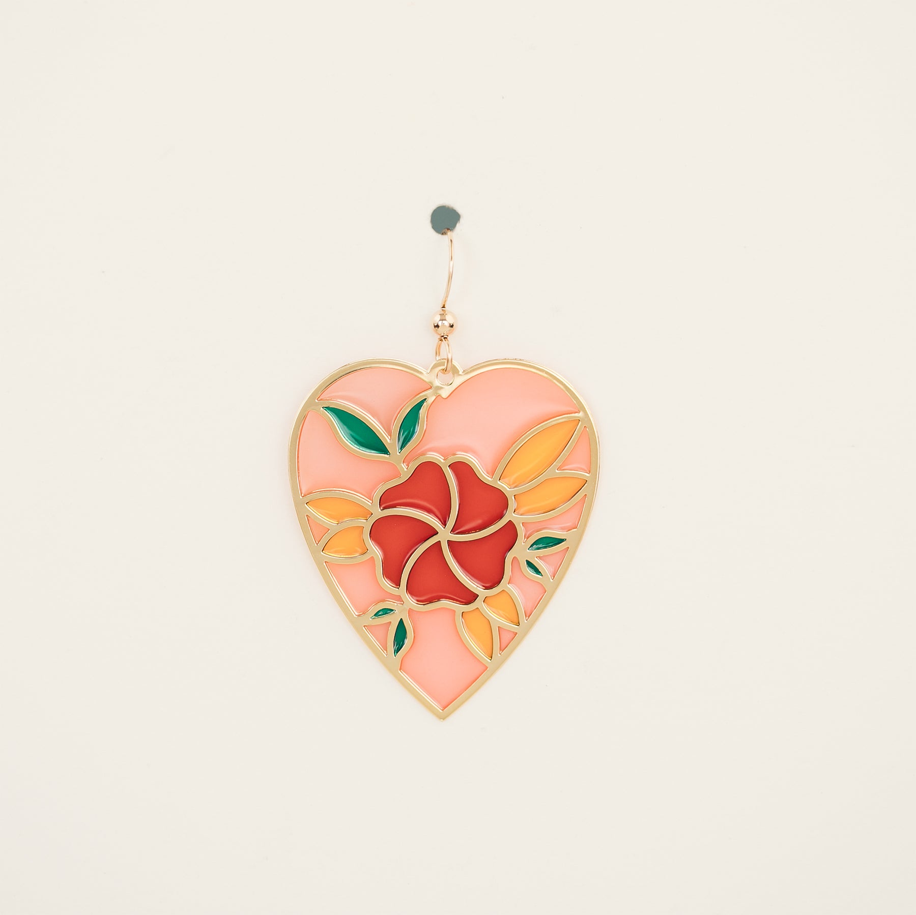 Floral Heart Translucent Drop Earrings with Pizza Donkey