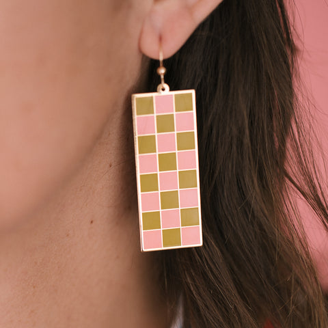 Tall Checker Earrings