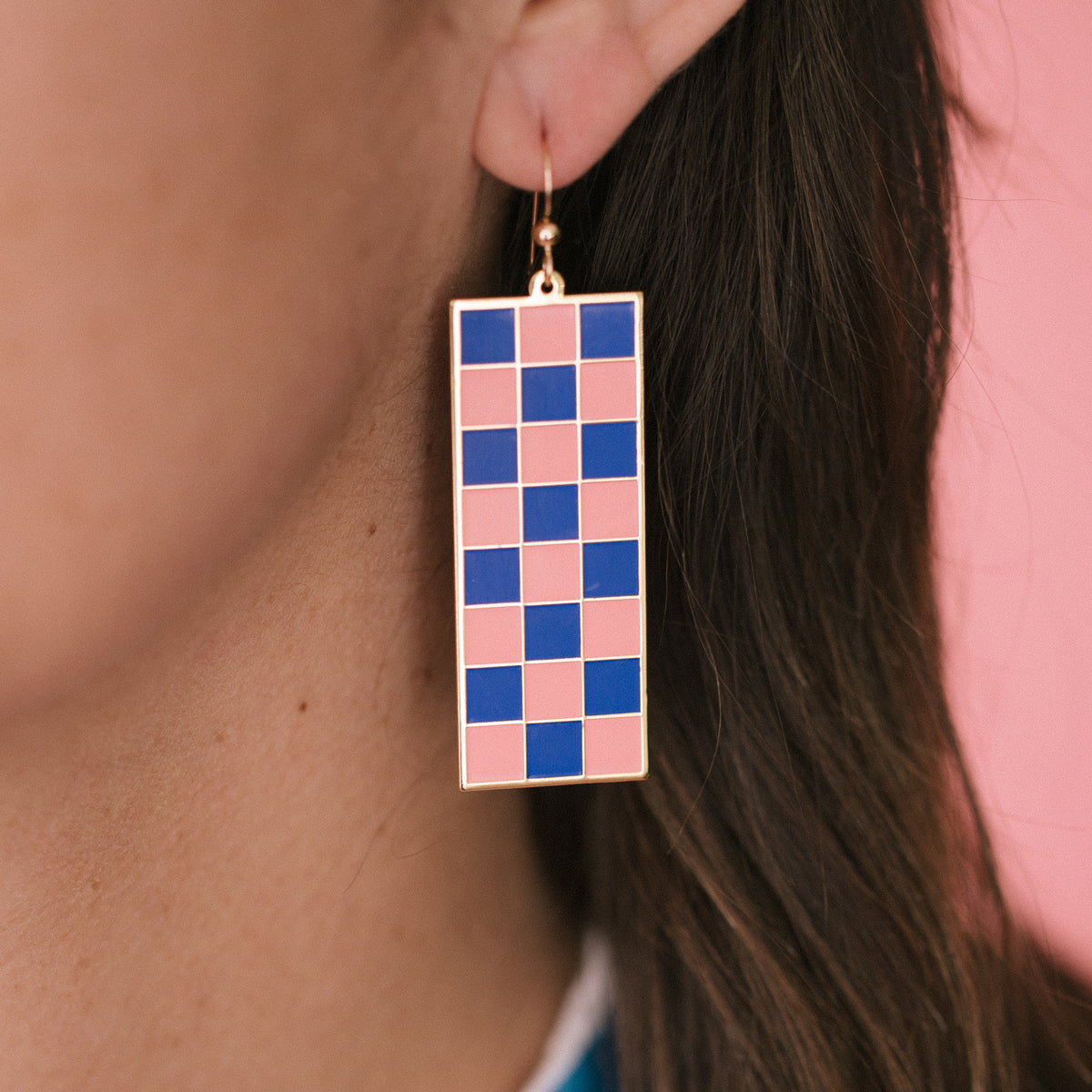 Tall Checker Earrings