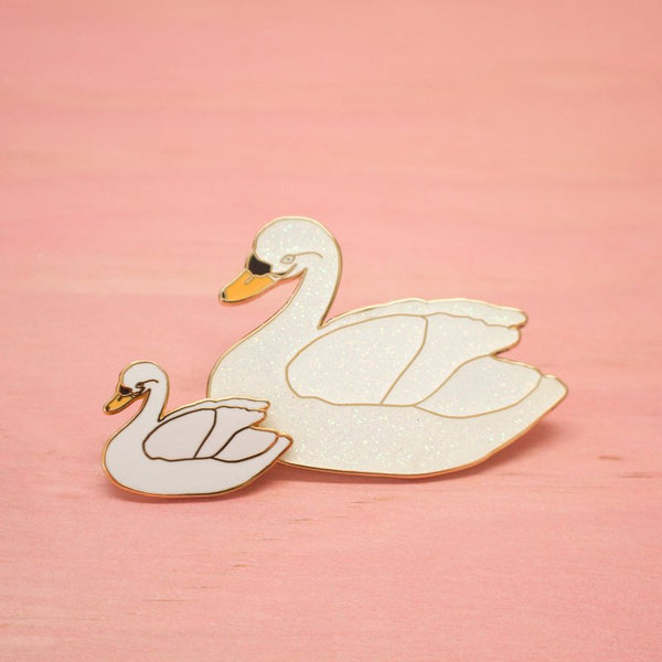 STANDARD QUALITY: The XL Glitter Swan Pin